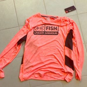 RARE NWT neon orange fish heatgear long sleeve